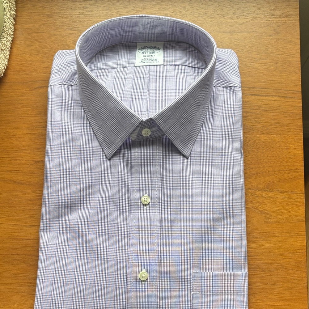 Brooks Brothers Purple Plaid Dress Shirt